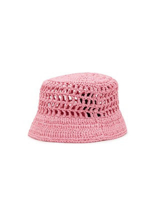 Figure View - Click To Enlarge - PRADA - Triangular Logo Raffia Bucket Hat