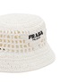 Detail View - Click To Enlarge - PRADA - Triangular Logo Raffia Bucket Hat