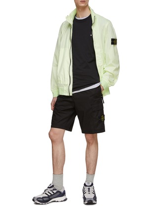 Figure View - Click To Enlarge - STONE ISLAND - Logo Badge Cotton Blend Bermuda Shorts