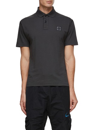 Main View - Click To Enlarge - STONE ISLAND - Logo Patch Dyed Cotton Polo Shirt