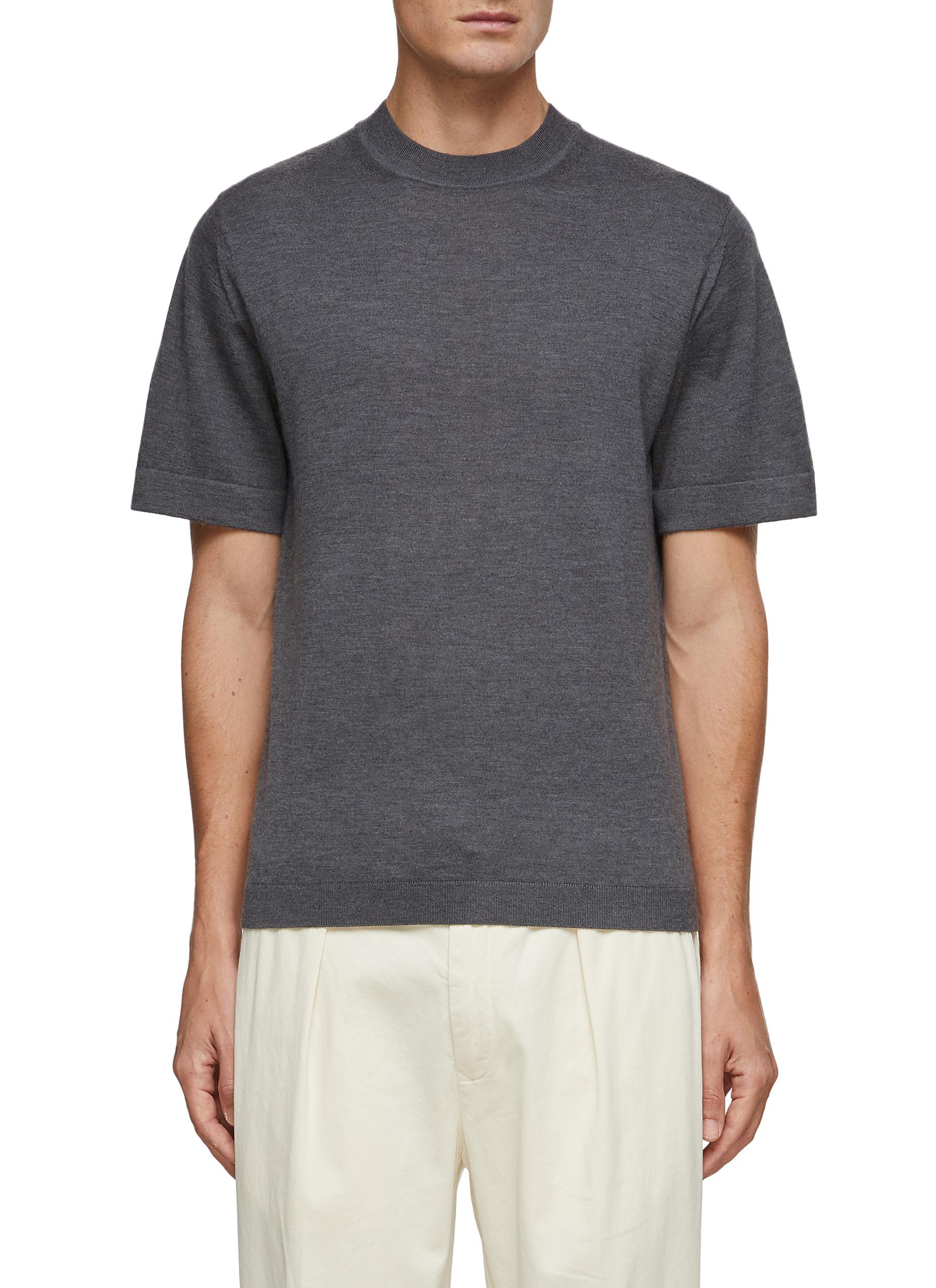 Dreyden Cashmere Knit Loose Fit Crewneck T-shirt In Gray