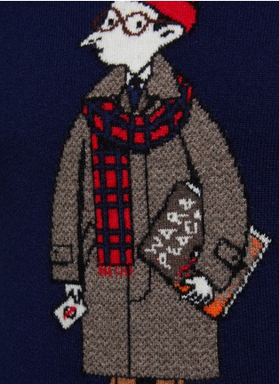Detail View - Click To Enlarge - DREYDEN - x Mr Slowboy 'The Londoner’ Graphic Cashmere Knit Sweater