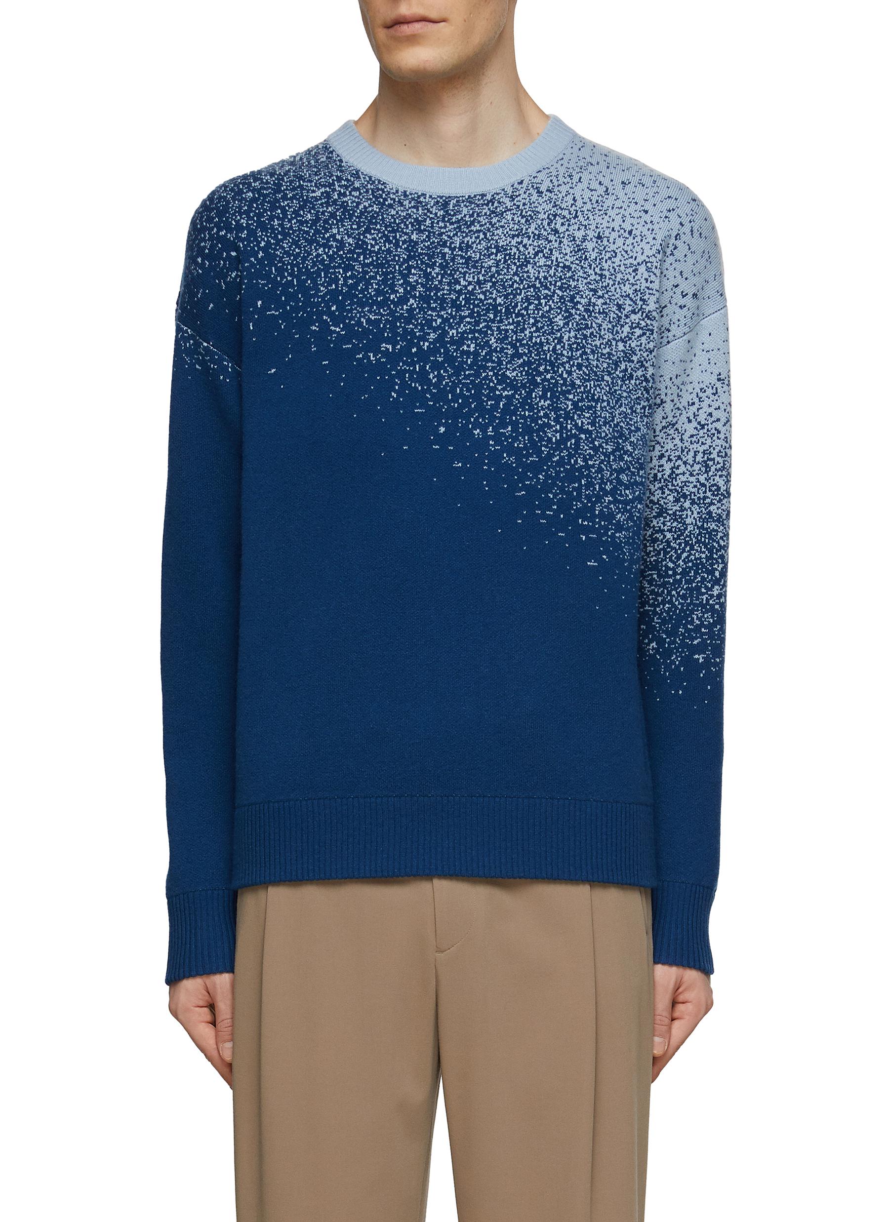 Dreyden Ombré Cashmere Knit Crewneck Sweater In Blue