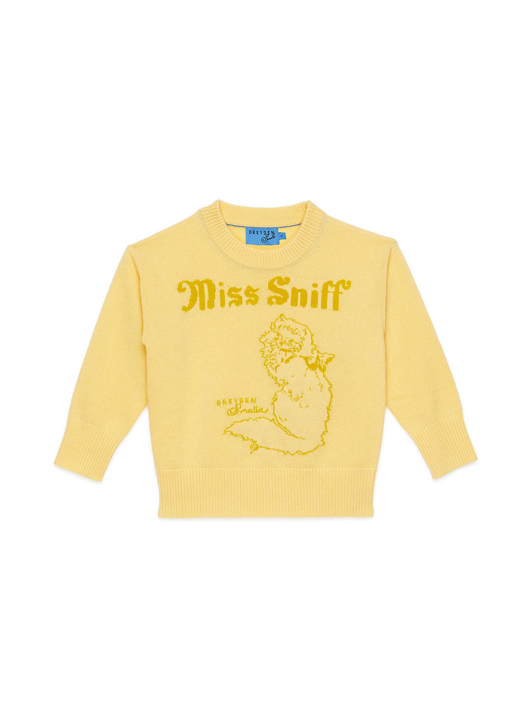 'Miss Sniff' Graphic Cashmere Knit Kids Sweater