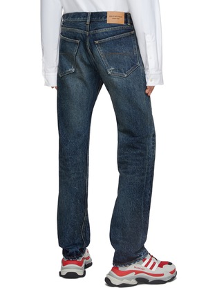 Back View - Click To Enlarge - BALENCIAGA - Selvedge Denim Straight Leg Jeans