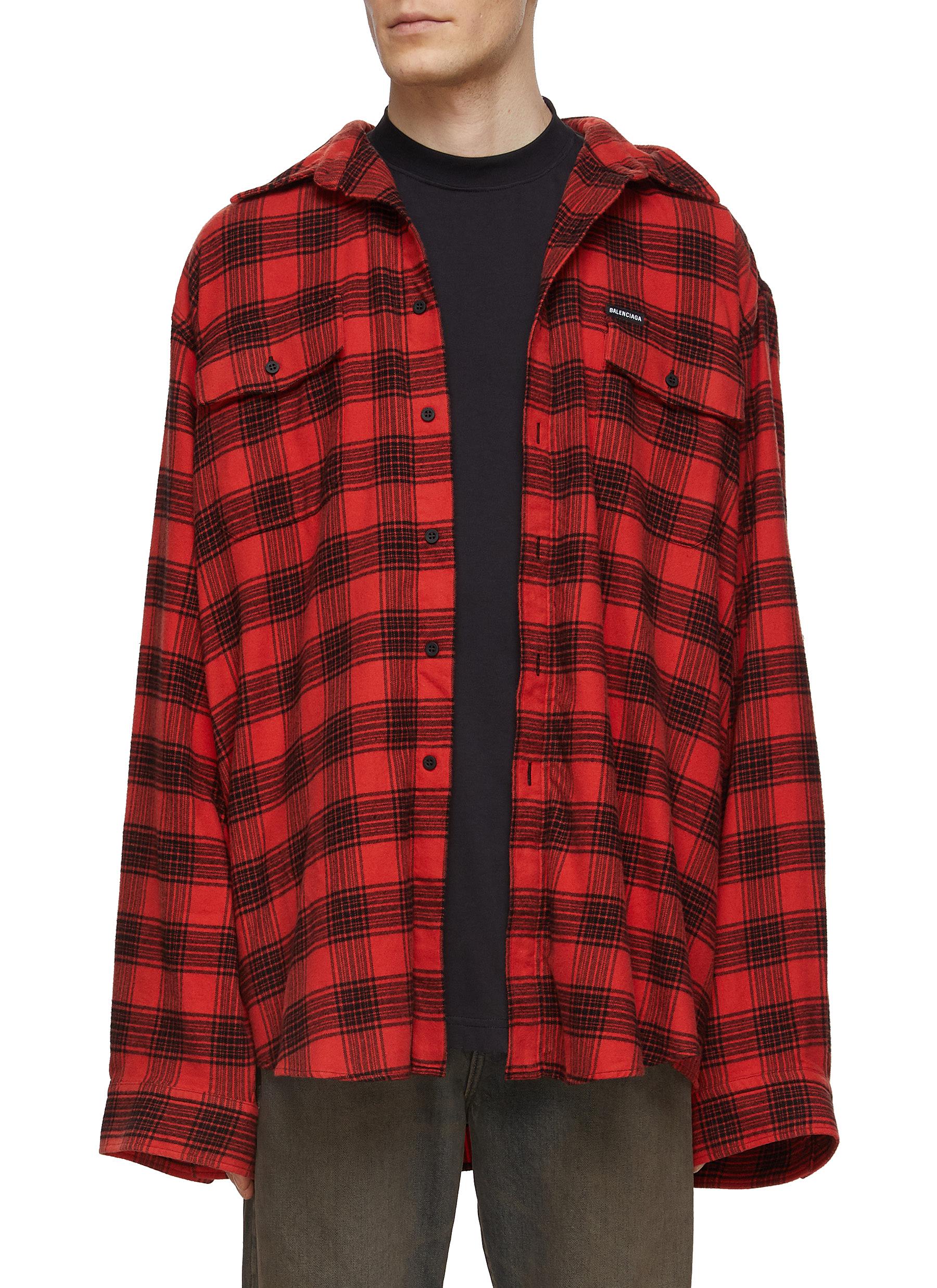 BALENCIAGA | Oversized Cotton Flannel Button Up Shirt | Men | Lane