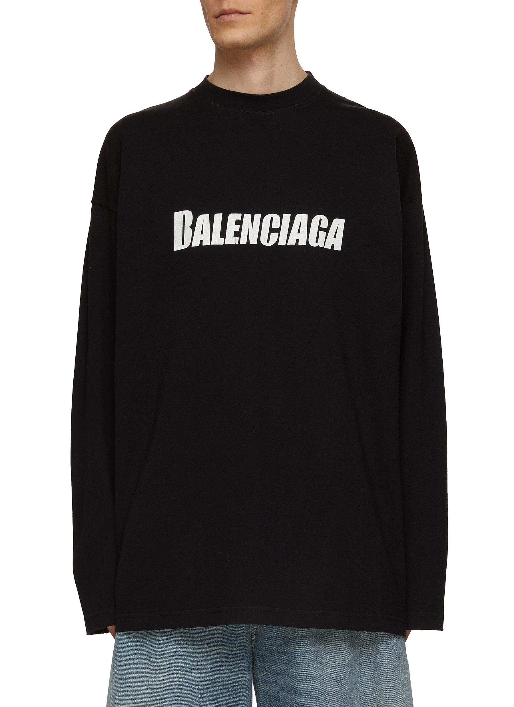 Balenciaga Logo Printed Distressed Hoodie - L