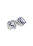 Main View - Click To Enlarge - TATEOSSIAN - PALLADIUM PLATED BASE BLUE HANDPAINTED ENAMEL DETAILING SQUARE GEAR CUFFLINK