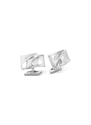 Main View - Click To Enlarge - TATEOSSIAN - X ZAHA HADID BRUSHED STAINLESS STEEL TWISTED CUFFLINKS