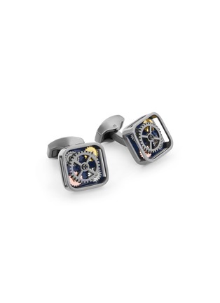 Main View - Click To Enlarge - TATEOSSIAN - SQUARE QUATTRO GEAR HAND PAINTED ENAMEL BASE GUNMETAL PLATED CUFFLINKS