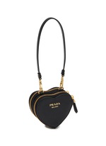 PRADA, Logo Plaque Heart Shaped Saffiano Leather Mini Pouch, Women