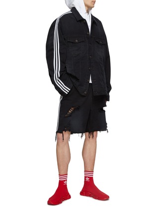 Figure View - Click To Enlarge - BALENCIAGA - X Adidas Stripe Oversized Denim Jacket