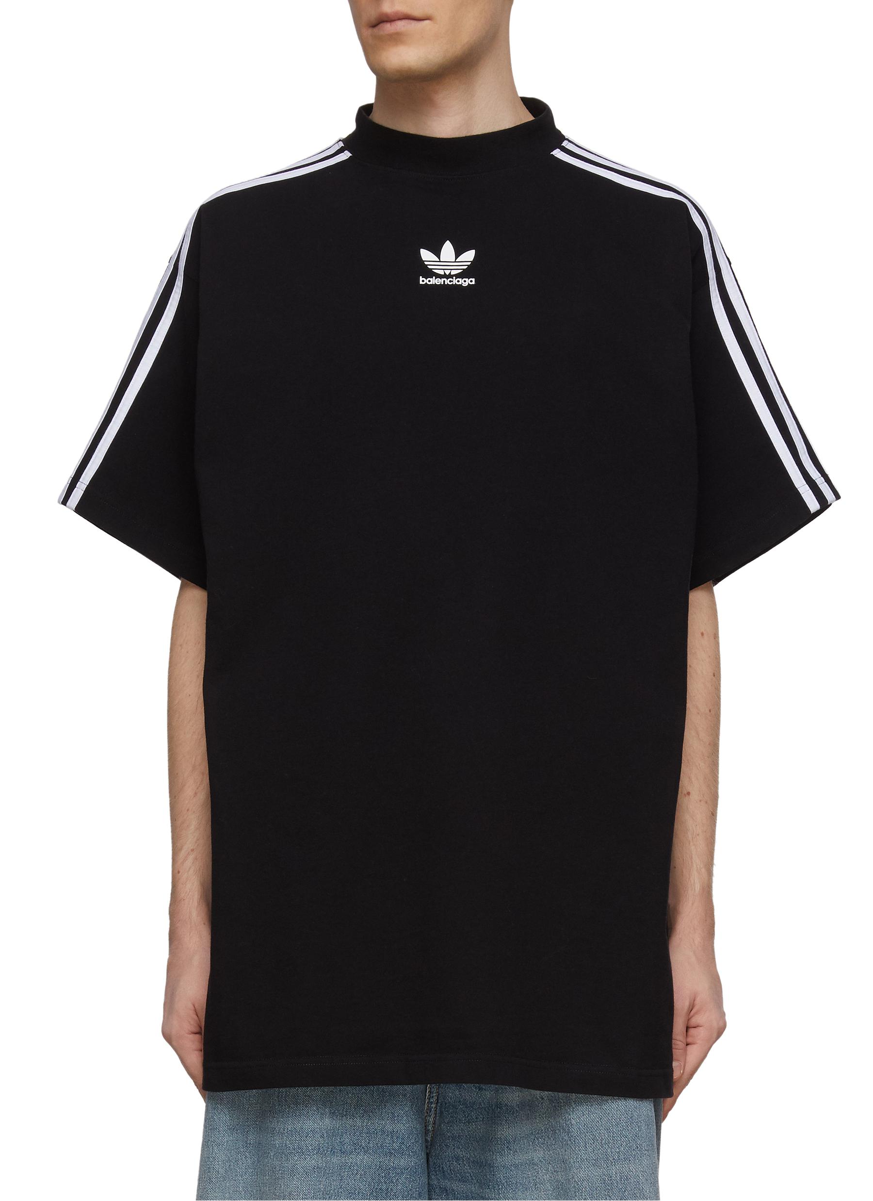 BALENCIAGA | X ADIDAS TREFOIL LOGO PRINT MOCK NECK SHORT SLEEVE T