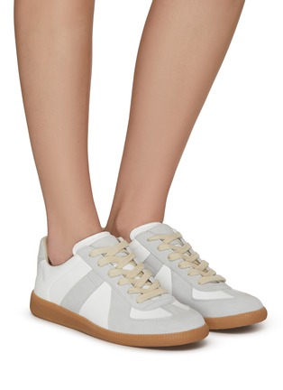 Figure View - Click To Enlarge - MAISON MARGIELA - ‘Replica’ Leather Low Top Sneakers