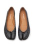 Detail View - Click To Enlarge - MAISON MARGIELA - ‘Tabi’ Cracked Leather Split Toe Ballerina Flats
