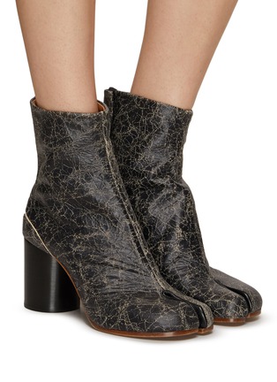 Figure View - Click To Enlarge - MAISON MARGIELA - ‘Tabi’ 80 Cracked Leather Heeled Boots