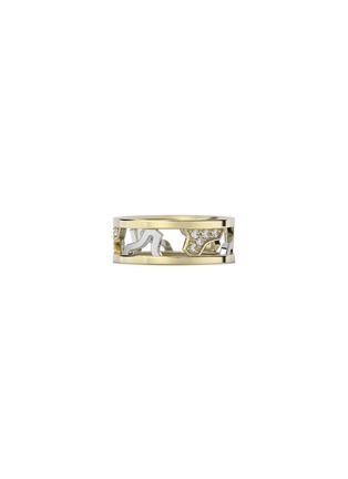 Detail View - Click To Enlarge - SPECTRUM - ‘Link’ 18K Yellow And White Gold Cut Out Diamond Ring