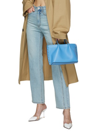 Front View - Click To Enlarge - VALENTINO GARAVANI - Small 'Rockstud' Grained Leather Tote Bag