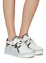 Figure View - Click To Enlarge - VALENTINO GARAVANI - ‘One Stud XL’ Leather PVC Low Top Lace Up Sneakers