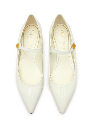 Detail View - Click To Enlarge - VALENTINO GARAVANI - ‘Ma Belle’ Studded Strap Patent Leather Ballerina Flats