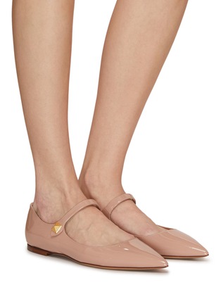 Figure View - Click To Enlarge - VALENTINO GARAVANI - ‘Ma Belle’ Studded Strap Patent Leather Ballerina Flats