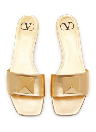 Detail View - Click To Enlarge - VALENTINO GARAVANI - ‘One Stud’ Leather Square Toe Slides