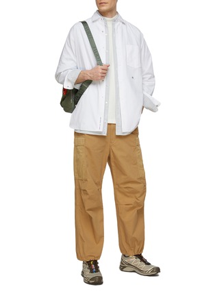 Figure View - Click To Enlarge - NANAMICA - Logo Embroidered Curved Hem Button Up Shirt
