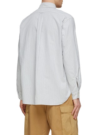 Back View - Click To Enlarge - NANAMICA - Logo Embroidered Curved Hem Striped Button Up Shirt