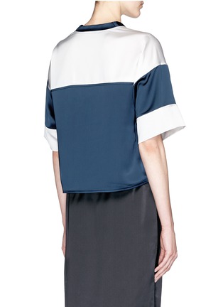Back View - Click To Enlarge - T BY ALEXANDER WANG - Colourblock satin cropped T-shirt