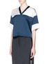 Front View - Click To Enlarge - T BY ALEXANDER WANG - Colourblock satin cropped T-shirt
