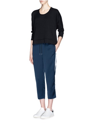 Figure View - Click To Enlarge - T BY ALEXANDER WANG - Contrast stripe cropped satin track pants