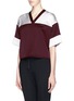Front View - Click To Enlarge - T BY ALEXANDER WANG - Colourblock satin cropped football T-shirt