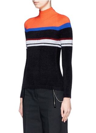Front View - Click To Enlarge - T BY ALEXANDER WANG - Stripe chenille jersey turtleneck sweater