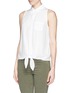 Front View - Click To Enlarge - EQUIPMENT - 'Mina Tie Front' silk sleeveless shirt