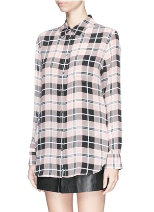 Front View - Click To Enlarge - EQUIPMENT - 'Reese' plaid check silk shirt