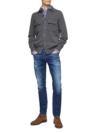 Figure View - Click To Enlarge - BRUNELLO CUCINELLI - FLAP CHEST POCKET SHIRT COLLAR CASHMERE KNIT CARDIGAN