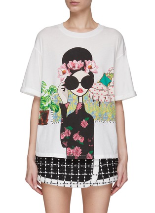 Main View - Click To Enlarge - ALICE + OLIVIA - ‘EVAN’ STACE FACE CREWNECK SHORT SLEEVE T-SHIRT