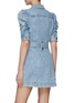 Back View - Click To Enlarge - ALICE & OLIVIA - ‘MAGALI’ RUCHED PUFF SLEEVE BELTED DENIM MINI DRESS