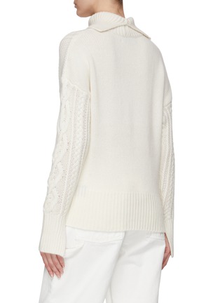 Back View - Click To Enlarge - DREYDEN - Cashmere Chunky Cable Knit Split Neck Sweater