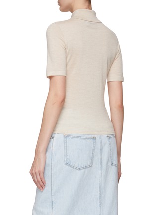 Back View - Click To Enlarge - DREYDEN - Cashmere Knit Collared Short Sleeve Sweater