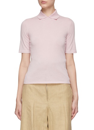 Main View - Click To Enlarge - DREYDEN - Cashmere Knit Collared Short Sleeve Sweater