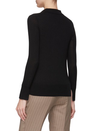 Back View - Click To Enlarge - DREYDEN - Open Chest Cashmere Knit Polo Sweater