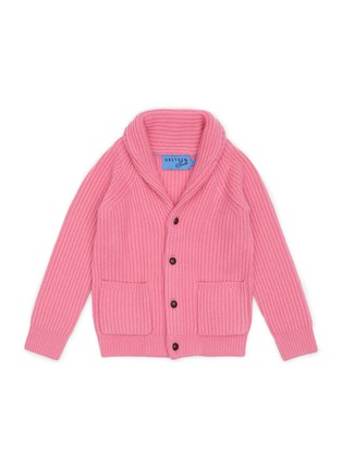 Main View - Click To Enlarge - DREYDEN - Shawl Collar Ribbed Cashmere Knit Kids Cardigan