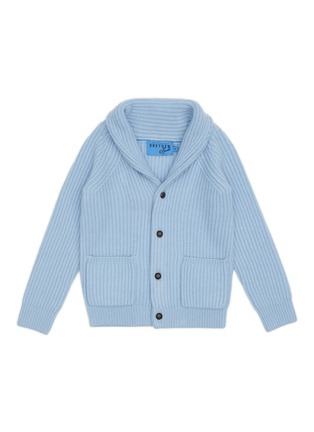 Main View - Click To Enlarge - DREYDEN - Shawl Collar Ribbed Cashmere Knit Kids Cardigan