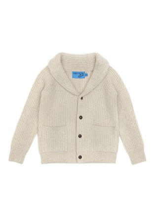 Main View - Click To Enlarge - DREYDEN - Shawl Collar Ribbed Cashmere Knit Kids Cardigan