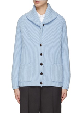 Main View - Click To Enlarge - DREYDEN - Shawl Collar Ribbed Cashmere Knit Cardigan
