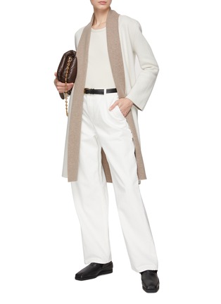 Figure View - Click To Enlarge - DREYDEN - Contrast Collar Cashmere Knit Long Coat