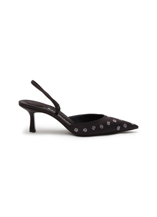 Main View - Click To Enlarge - ALEXANDER WANG - ‘Delphine’ Crystal Embellished Logo Satin Slingback Mules