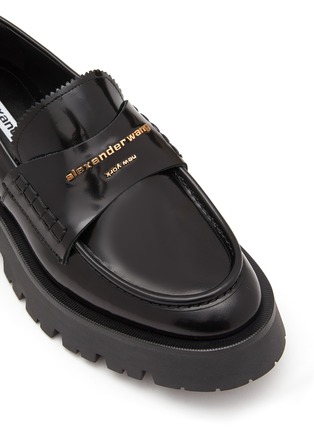 Detail View - Click To Enlarge - ALEXANDER WANG - ‘Carter’ Logo Leather Platform Loafers