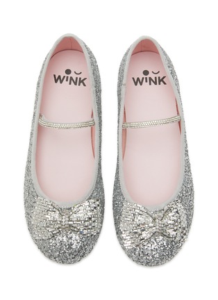 Detail View - Click To Enlarge - WINK - ‘CANDY CANE’ GLITTER CRYSTAL BOW BALLET FLATS